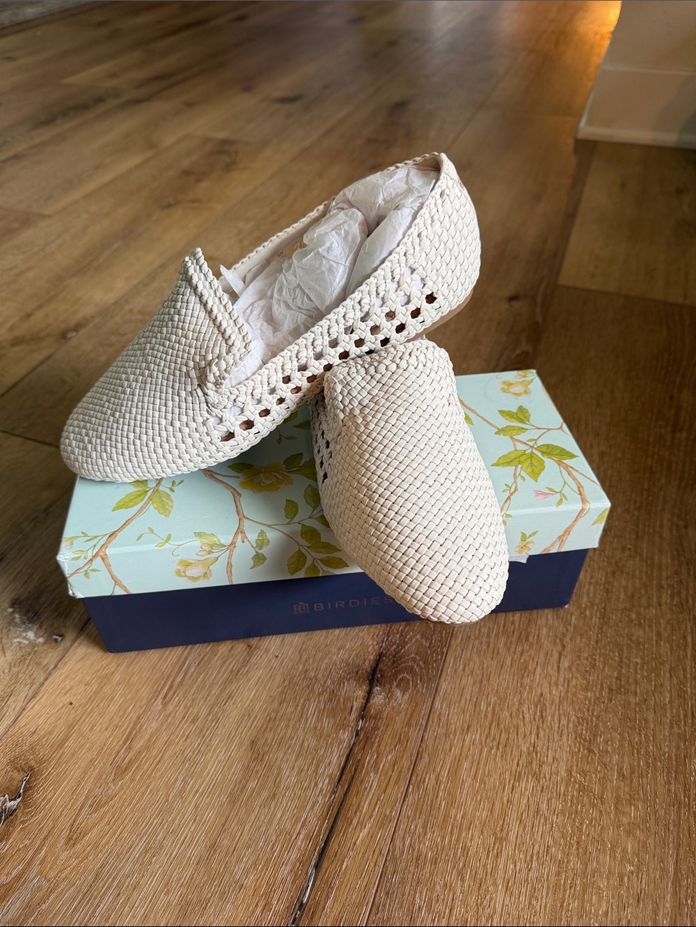 Birdies Woven Slip-On Mules in White